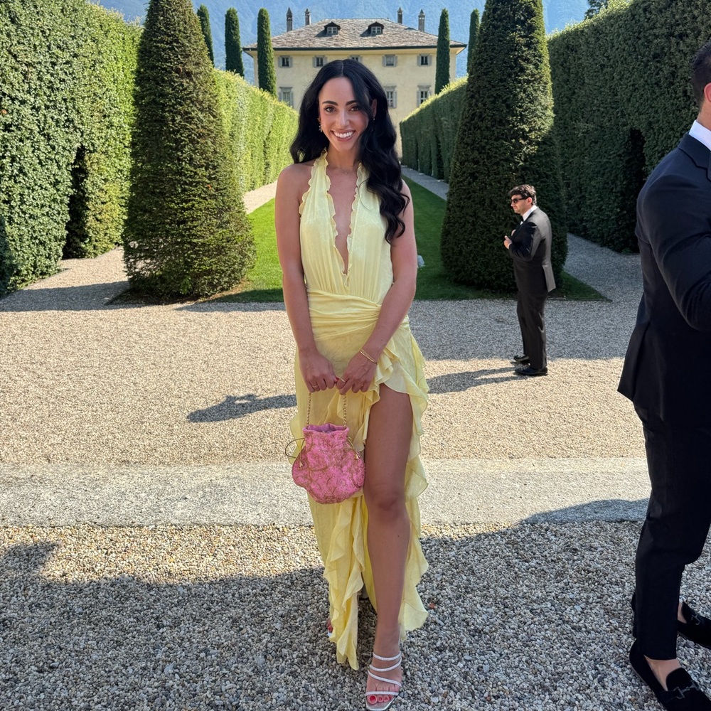 XXS Elegant Yellow Halter Dress